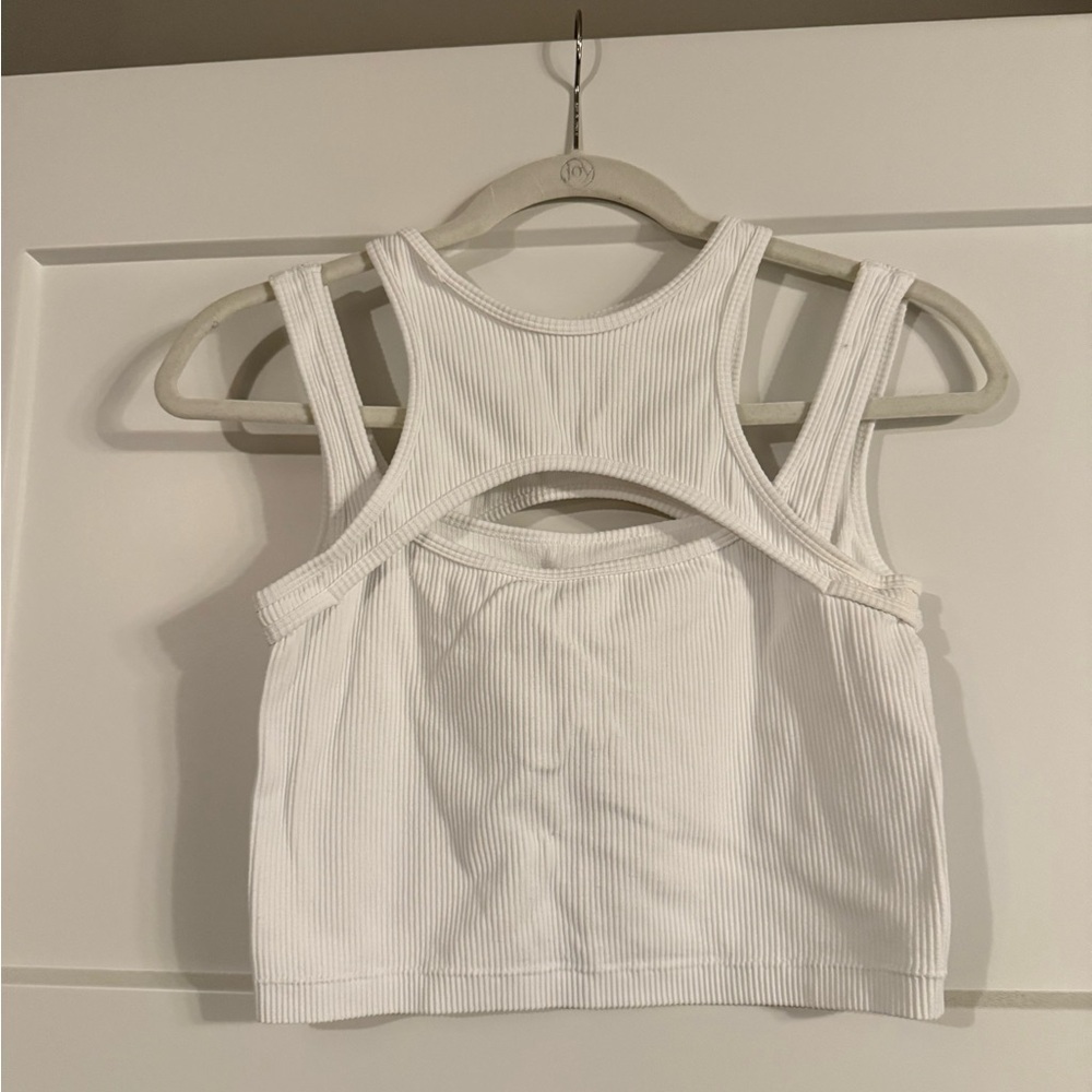 Garage White Ribbed Tank Top